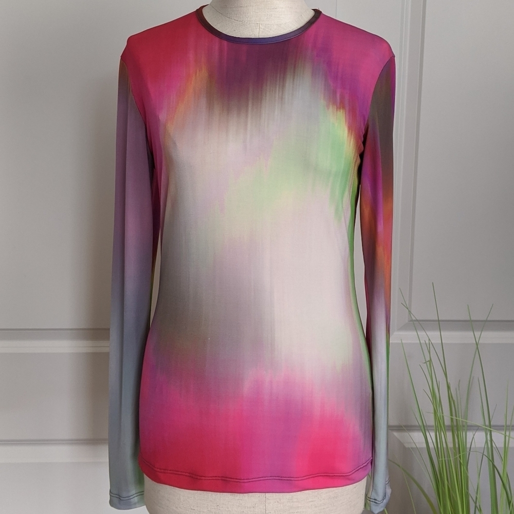 Petit Pois by Viviana G Top Long Sleeve Fitted Tie Dye Ombre Magenta S NWT - Picture 2 of 8